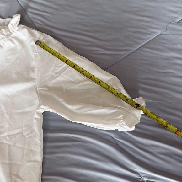 White Dress with Colorful Splatter Floral Design V Neck Short Sleeve - Picture 7 of 8